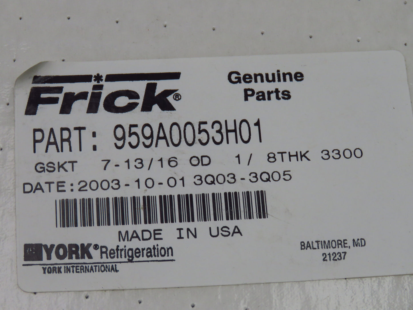 FRICK P/N:959A0053H01